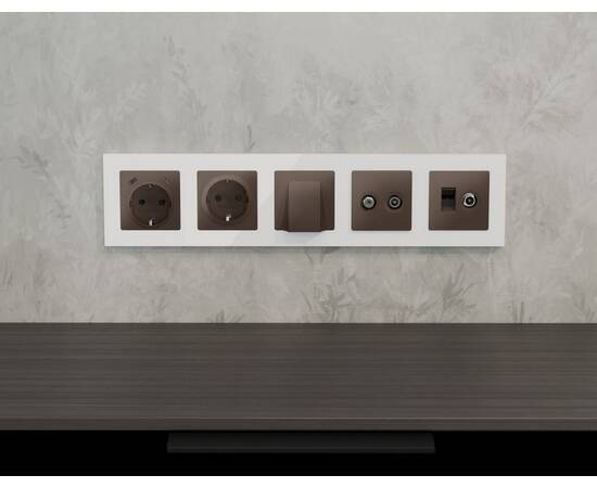 Лицевая панель Alfa (Темная бронза матовый) для электрической розетки с/з со шторками 2USB C+C Quant