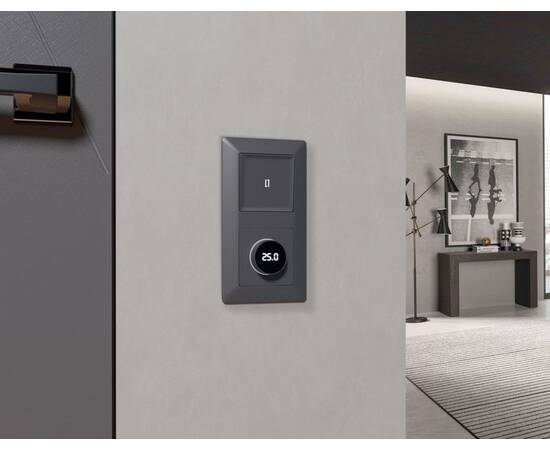 Лицевая панель Alfa (Антрацит серый) для терморегулятора теплого пола с цифровым дисплеем Quant Ambr