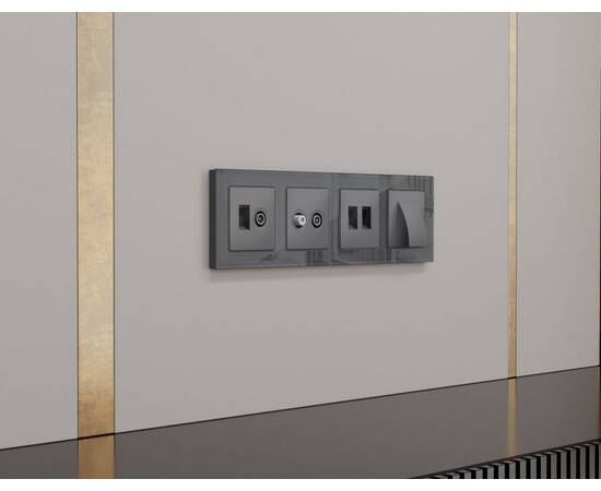 Лицевая панель Alfa (Антрацит серый) для вывода кабеля Quant Ambrella Volt AP6658