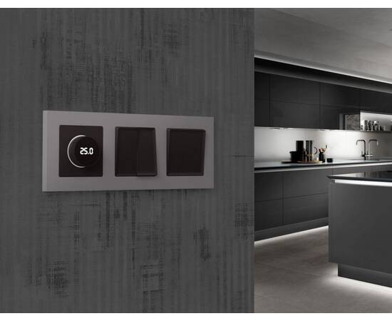 Лицевая панель Alfa (Черный матовый) для терморегулятора теплого пола с цифровым дисплеем Quant Ambr