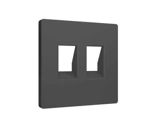 Лицевая панель Alfa (Графит мягкое касание) для компьютерной/телефонной двойной розетки RJ-45/RJ-11, изображение 2
