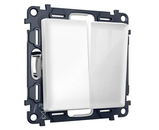 Комплект механизма 2-клавишного перекрестного выключателя 10A-250V Alfa Белый глянец Quant Ambrella, изображение 5