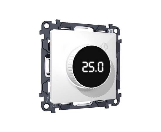 Комплект механизма терморегулятора теплого пола с цифровым дисплеем с подсветкой 16A-250V Alfa Белый, изображение 4