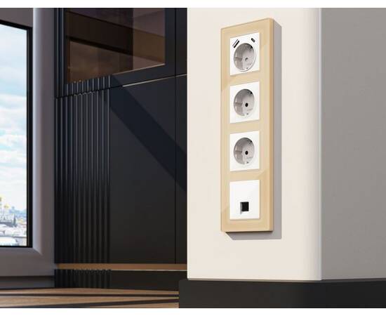 Комплект механизма компьютерной розетки RJ-45 экранированной с автоматической защитной шторкой Alfa, изображение 2