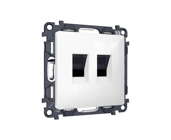 Комплект механизма компьютерной двойной розетки RJ-45 с автоматической защитной шторкой Alfa Белый г, изображение 3