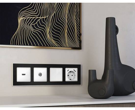 Комплект механизма TV розетки оконечной экранированной 5-1000MHz 3dB Alfa Белый глянец Quant Ambrell