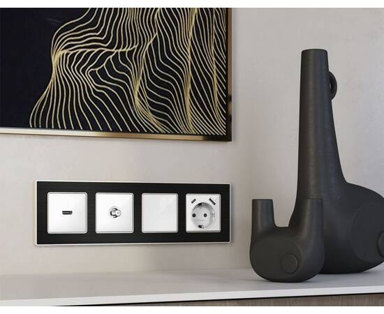 Комплект механизма TV розетки SAT 5-2400MHz 3.5dB Alfa Белый глянец Quant Ambrella Volt MA113050 (AP