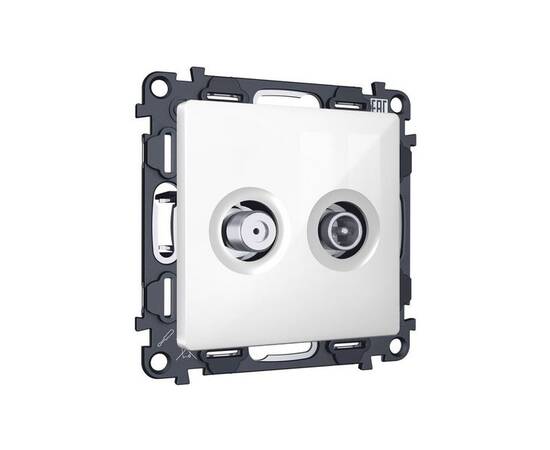 Комплект механизма розетки TV оконечной + SAT 5-862MHz 3.5dB/950-2150MHz 3.5dB Alfa Белый глянец Qua, изображение 4
