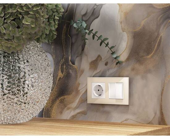 Комплект механизма 2-клавишного перекрестного выключателя 10A-250V Alfa Белый матовый Quant Ambrella, изображение 2