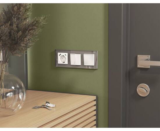 Комплект механизма 2-клавишного перекрестного выключателя 10A-250V Alfa Белый матовый Quant Ambrella, изображение 3