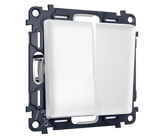 Комплект механизма 2-клавишного перекрестного выключателя 10A-250V Alfa Белый матовый Quant Ambrella, изображение 5