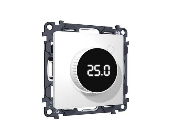 Комплект механизма терморегулятора теплого пола с цифровым дисплеем с подсветкой 16A-250V Alfa Белый, изображение 3