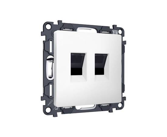 Комплект механизма компьютерной двойной розетки RJ-45 с автоматической защитной шторкой Alfa Белый м, изображение 3