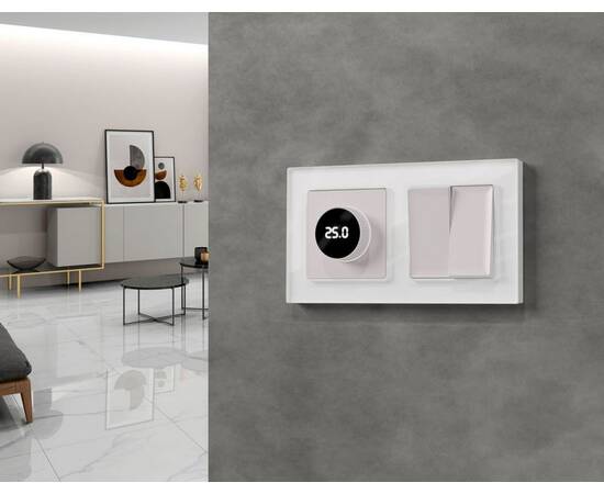 Комплект механизма 2-клавишного перекрестного выключателя 10A-250V Alfa Жемчуг Quant Ambrella Volt M