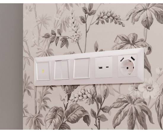 Комплект механизма 2-клавишного перекрестного выключателя 10A-250V Alfa Жемчуг Quant Ambrella Volt M, изображение 2