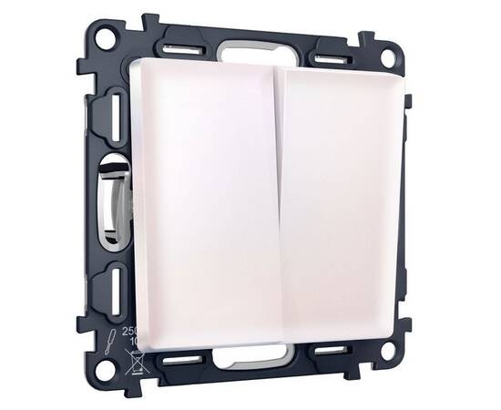 Комплект механизма 2-клавишного перекрестного выключателя 10A-250V Alfa Жемчуг Quant Ambrella Volt M, изображение 4