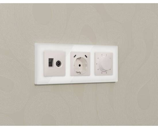 Комплект механизма терморегулятора с датчиком для теплого пола с подсветкой 16A-250V Alfa Жемчуг Qua