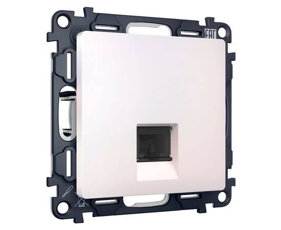 Комплект механизма компьютерной розетки RJ-45 экранированной с автоматической защитной шторкой Alfa, изображение 3