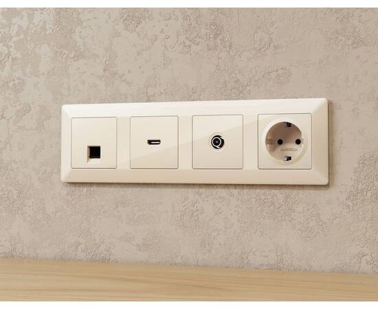 Комплект механизма компьютерной розетки RJ-45 экранированной с автоматической защитной шторкой Alfa, изображение 2