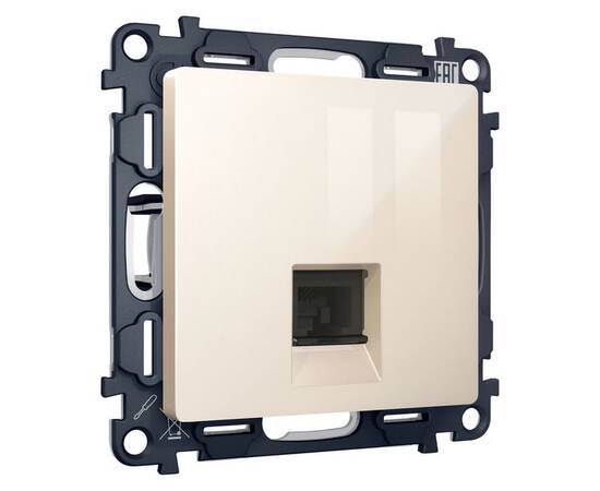 Комплект механизма компьютерной розетки RJ-45 экранированной с автоматической защитной шторкой Alfa, изображение 4