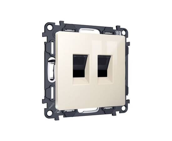 Комплект механизма компьютерной двойной розетки RJ-45 с автоматической защитной шторкой Alfa Бежевый, изображение 3