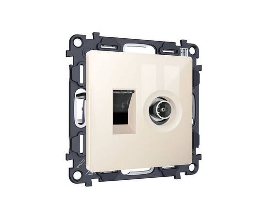 Комплект механизма розетки компьютерной + TV оконечной RJ-45 с автоматической защитной шторкой Alfa, изображение 3