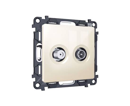Комплект механизма розетки TV оконечной + SAT 5-862MHz 3.5dB/950-2150MHz 3.5dB Alfa Бежевый глянец Q, изображение 3