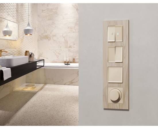 Комплект механизма 2-клавишного перекрестного выключателя 10A-250V Alfa Бежевый матовый Quant Ambrel