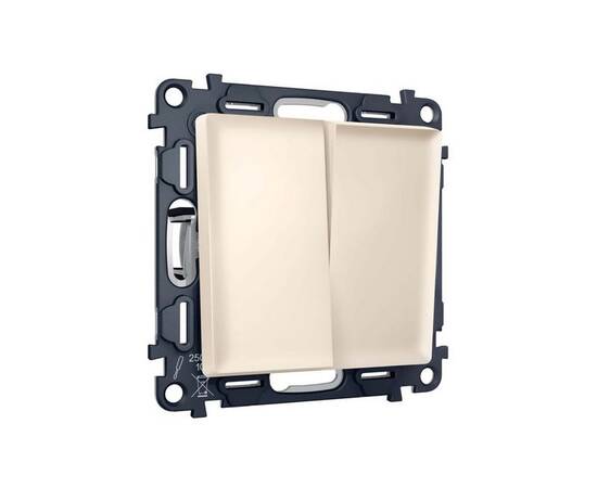Комплект механизма 2-клавишного перекрестного выключателя 10A-250V Alfa Бежевый матовый Quant Ambrel, изображение 5