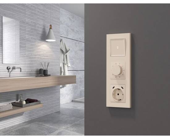 Комплект механизма терморегулятора с датчиком для теплого пола с подсветкой 16A-250V Alfa Бежевый ма