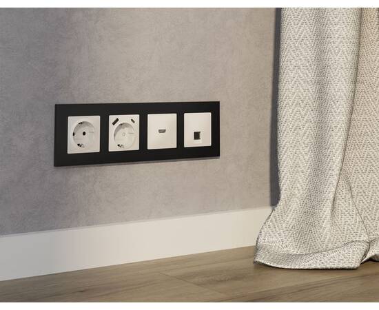 Комплект механизма компьютерной розетки RJ-45 экранированной с автоматической защитной шторкой Alfa