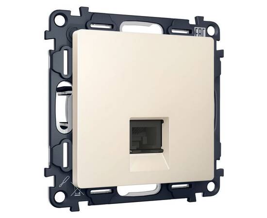 Комплект механизма компьютерной розетки RJ-45 экранированной с автоматической защитной шторкой Alfa, изображение 4