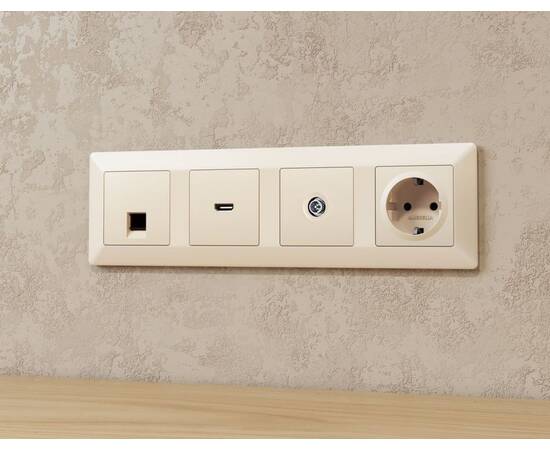 Комплект механизма TV розетки оконечной экранированной 5-1000MHz 3dB Alfa Бежевый матовый Quant Ambr