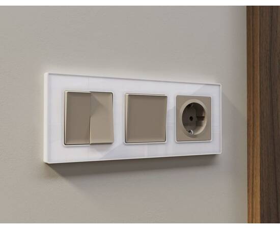 Комплект механизма 2-клавишного перекрестного выключателя 10A-250V Alfa Серо-бежевый матовый Quant A