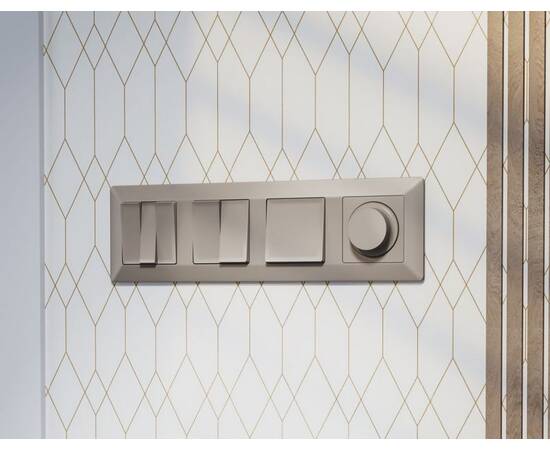 Комплект механизма 2-клавишного перекрестного выключателя 10A-250V Alfa Серо-бежевый матовый Quant A, изображение 2