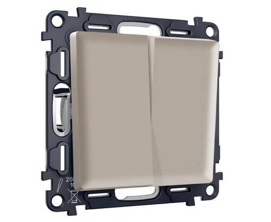 Комплект механизма 2-клавишного перекрестного выключателя 10A-250V Alfa Серо-бежевый матовый Quant A, изображение 5
