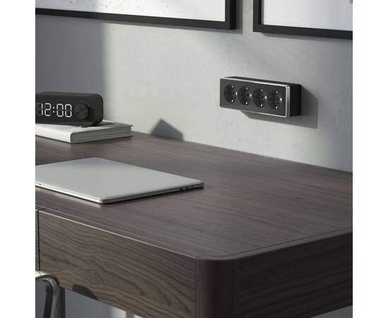 Розетка четверная с заземлением и шторками Werkel Gallant черный/хром W5072258 4690389218026 a071254, изображение 2