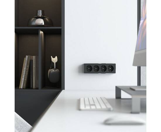 Розетка четверная с заземлением и шторками Werkel Gallant черный/хром W5072258 4690389218026 a071254, изображение 5