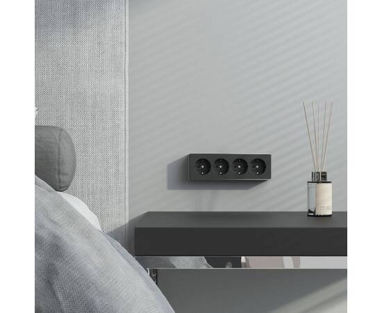 Розетка четверная с заземлением и шторками Werkel Gallant черный/хром W5072258 4690389218026 a071254, изображение 6