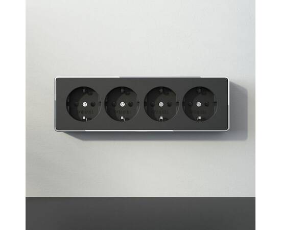 Розетка четверная с заземлением и шторками Werkel Gallant черный/хром W5072258 4690389218026 a071254, изображение 7