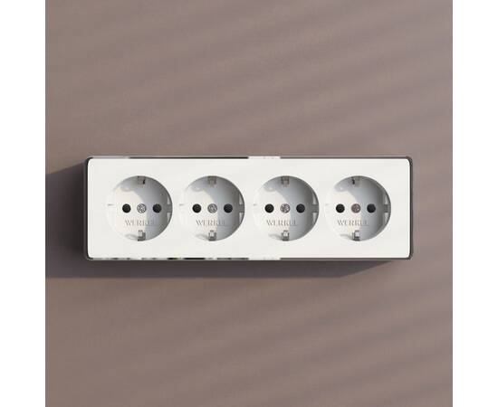 Розетка четверная с заземлением и шторками Werkel Gallant (белый) W5072210 4690389218002 a071252, изображение 6