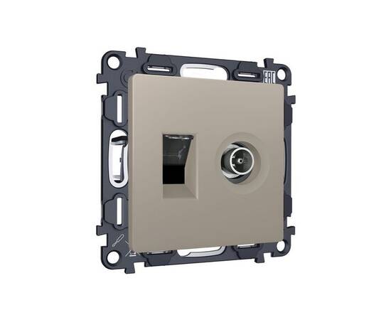 Комплект механизма розетки компьютерной + TV оконечной RJ-45 с автоматической защитной шторкой Alfa, изображение 3