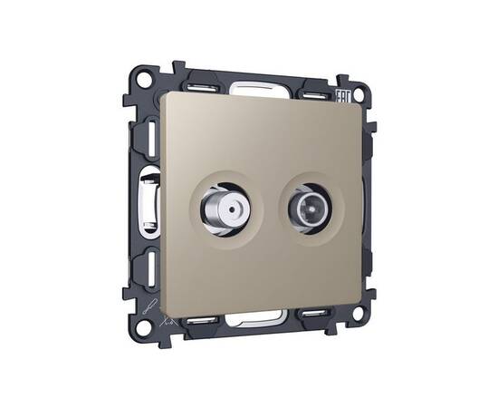 Комплект механизма розетки TV оконечной + SAT 5-862MHz 3.5dB/950-2150MHz 3.5dB Alfa Серо-бежевый мат, изображение 3