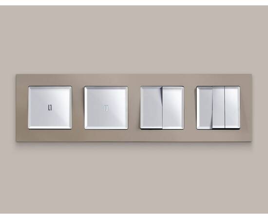 Комплект механизма 2-клавишного перекрестного выключателя 10A-250V Alfa Серебро глянец Quant Ambrell