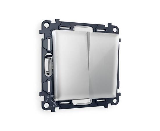 Комплект механизма 2-клавишного перекрестного выключателя 10A-250V Alfa Серебро глянец Quant Ambrell, изображение 4