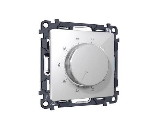 Комплект механизма терморегулятора с датчиком для теплого пола с подсветкой 16A-250V Alfa Серебро гл, изображение 3