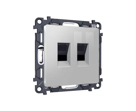 Комплект механизма компьютерной двойной розетки RJ-45 Ambrella Volt MA412110 (8P8C) CAT6 с автоматич, изображение 3