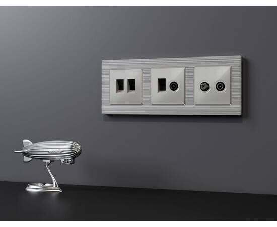 Комплект механизма розетки TV оконечной + SAT 5-862MHz 3.5dB/950-2150MHz 3.5dB Alfa Серебро глянец Q