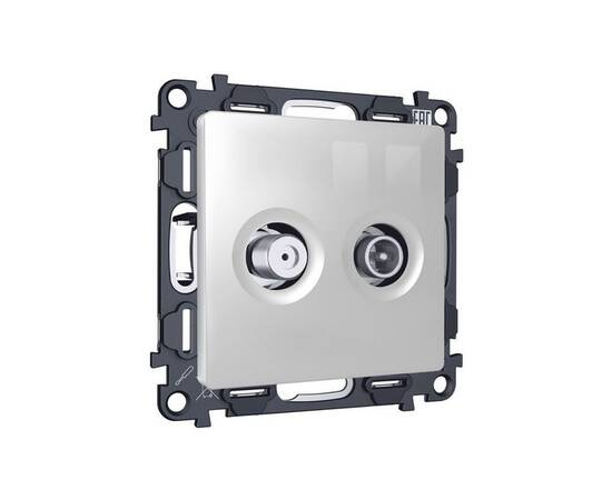 Комплект механизма розетки TV оконечной + SAT 5-862MHz 3.5dB/950-2150MHz 3.5dB Alfa Серебро глянец Q, изображение 3