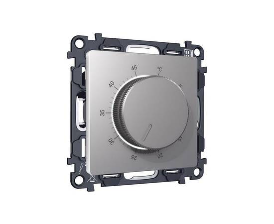 Комплект механизма терморегулятора с датчиком для теплого пола с подсветкой 16A-250V Alfa Сталь мато, изображение 3